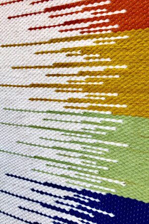 Handwoven Wool Tapestry - Eco-Friendly Boho Wall Art - Colorful Modern Decor for Office or Living Room - Unique Rainbow Yarn Design