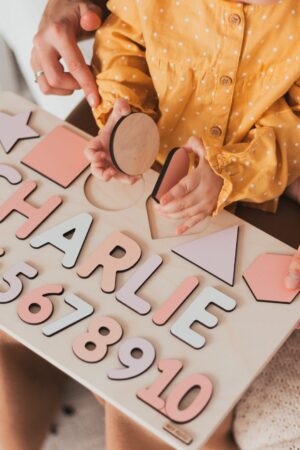 Wooden Shapes and Numbers For Kids, Personalized Toddler Puzzle, Custom Christmas Gifts, Unique Baby Girl Gift, Educational Montessori Board