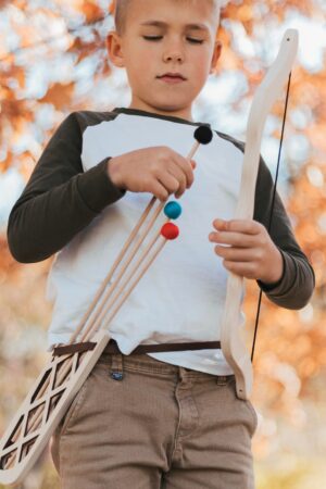 Wooden Archery Set, Endraved Bow And Wooden Arrows, Quiver at Extra Charge, Personalized Gift, Hunting Outdoor Game For Family, Toy For Kids