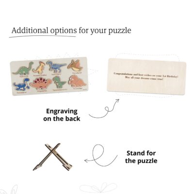 Dinosaur Montessori Board | Wooden Puzzle With Dino | First Easter Gift | Boy Birthday Gift | Dinosaur Nursery Decor | Baby Shower Gift