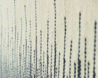 Ombre Wool Wall Tapestry - Handwoven Boho Wall Hanging - Mid Century Modern Decor - Blue Gradient Textile Art - Horizontal Woven Wall Art