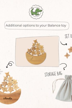 Moon Wooden Balance Toy, Stacking Blocks, Personalized Gift For Kids, Sensory Kit Baby, Child Toy 3 Years Old, Toys And Games, Birthday Gift