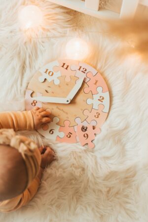 Ready To Ship Wooden Clock Puzzle, Educational Toy For Kids, Baby Nursery Decor, Montessori Toddler Toy, Girl Birthday Gift, Kids Room Decor
