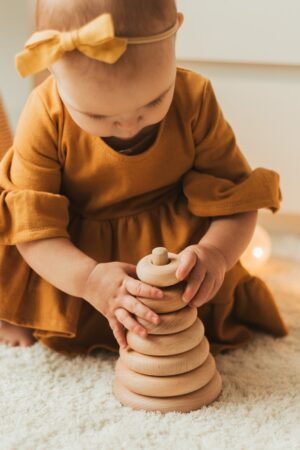 Montessori Pyramid, Eco Friendly Toys, Baby Gift Personalize, Wooden Stacking Rings, 1st Birthday Boy and Girl, Minimalist Nursery Decor
