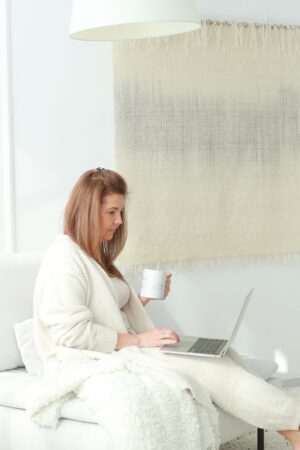 large wool boho decor, dip dyed yarn wall hanging, wolle ornament, wool weaving tapestry, wool textile art, tapestry wall hanging,