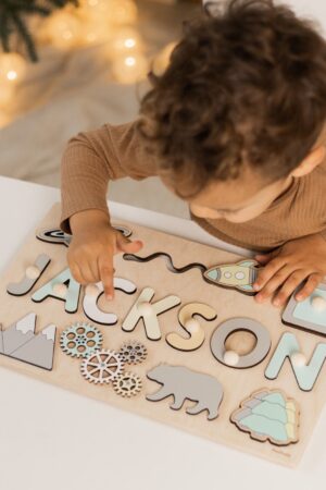 Personalized Busy Name Puzzle Montessori Wooden Toys Baby Girl and Boy Gift First Easter Gift Unique Birthday Gift Easter Gift Busy Board