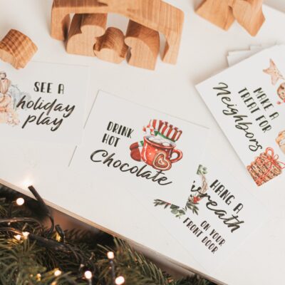 Children's Countdown to Christmas Advent Calendar With Nativity Scene Set Adult Rustic Holiday Decor Fireplace Decor Advent Activity Cards
