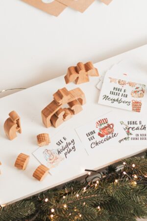 Solid Wood Advent Calendar. Christmas Countdown. Nativity Figurines Set. Holiday Home Decoration. Jesus In Manger Scene. Christmas Accents.