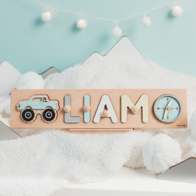 Wooden Name Puzzle, Personalized Birthday Gift, Baby Birthday Decor, Baby Shower Girl Gift, Nursery Decor, First Easter Gift