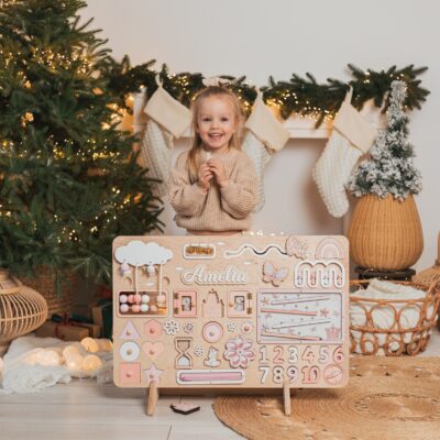 Large Toddler Busy Board Baby 1 2 3 Year Old Montessori Activity Board Toddlers Christmas Gift For Kids Wooden Educational Toy Birthday Gift