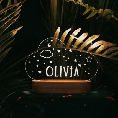 Custom Name Baby Night Light Cute Rainbow Night Light Kids Room Decor Easter Gift for Baby Girl New Baby Gift Custom Engraved Name Lamp