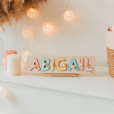Simple Name Puzzle. Baby Boy Christmas Gift. Montessori Toy 1 Year Old. Wooden Sensory Toy. Baby Shower. Baptism Gift. Nursery Name Sign.