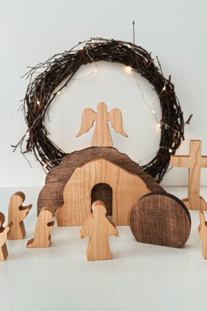 Easter Empty Tomb Scene. Wooden Resurrection Scene Set. He Is Risen. Christian Easter Decorations. Religious Easter Gifts. Easter Decor.