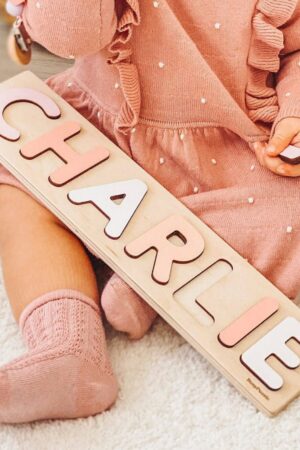 Cute Name Puzzle. 1st Birthday Girl Gift. Montessori Educational Toy. Toddler Name Puzzle With Pegs. Baby Shower. Personalized Baby Gift.
