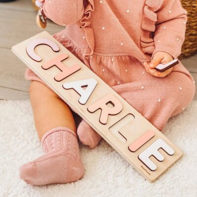 Cute Name Puzzle. 1st Birthday Girl Gift. Montessori Educational Toy. Toddler Name Puzzle With Pegs. Baby Shower. Personalized Baby Gift.