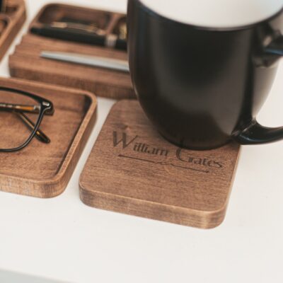 Desk Organizer, Headphone Holder, Office Accessories, Wooden Tray For Men, Personalized Father's Day Gift, Sticker Storage Box, Teacher Gift