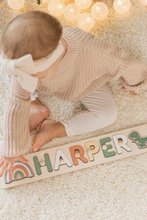 Green Jeep Name Puzzle Nursery Toddler Decor Montessori Busy Puzzle Personalized Baby Gift First Birthday Girl and Boy Custom Easter Gift
