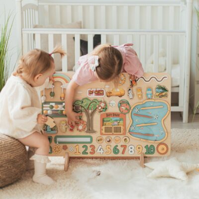 Woodland Busy Board, Custom Board 1 2 3 Year Old, Baby Boy Gift, Personalized Montessori Board, Wooden Toddler Toys, Christmas Gift For Kids