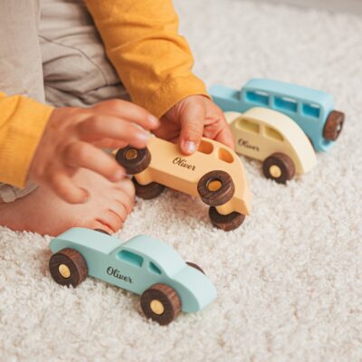 Wooden Pastel Collect Cars With Names First Easter Gift Track Kids Toys Personalized Baby Gifts Birthday Girl and Boy Gift 1 2 3 Year Old