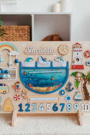 Busy Board Baby Girl Gift Montessori Board For Toddlers Gifts For Kids Wooden Activity Toy Sensory Personalized Birthday Gift 1 2 3 Year Old