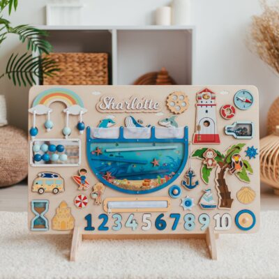 Busy Board Baby Girl Gift Montessori Board For Toddlers Gifts For Kids Wooden Activity Toy Sensory Personalized Birthday Gift 1 2 3 Year Old