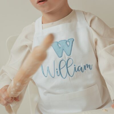 Beige Cell Kids Apron Personalized. 6 Styles And Adult Size Available. Toddler Apron With Name Embroidery. Custom Cooking Apron. Child Gift.