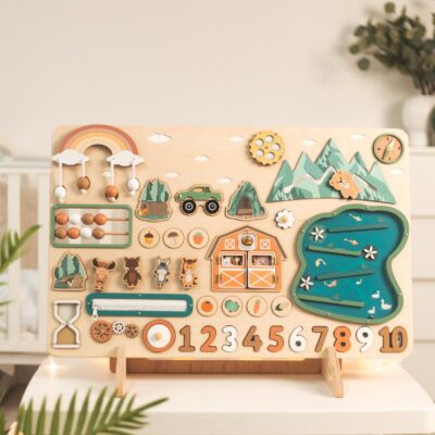 Next-day Delivery Wooden Busy Board for Kids Montessori Activity Toy 1 2 3 Year Old First Easter Gift Newborn Baby Toys Nursery Decor