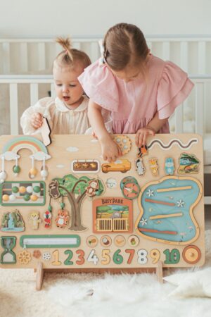 Montessori Large Busy Board Toddlers Activity Board Fidget Toy For Kids First Birthday Gift Boy and Girl Baby Shower Gift Kids Room Decor