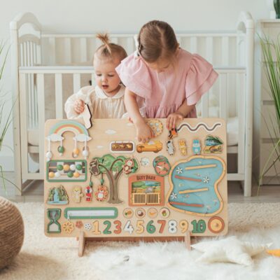 Montessori Large Busy Board Toddlers Activity Board Fidget Toy For Kids First Birthday Gift Boy and Girl Baby Shower Gift Kids Room Decor