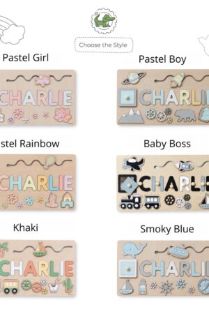 Personalized Busy Name Puzzle for Boy Wooden Montessori Toy for Toddlers Khaki Nursery Decor Custom Gifts For Kids Birthday Gift for Boys