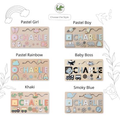 Personalized Busy Name Puzzle for Boy Wooden Montessori Toy for Toddlers Khaki Nursery Decor Custom Gifts For Kids Birthday Gift for Boys