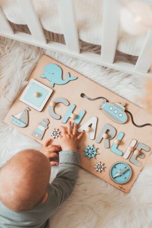 Busy Board, 1st Birthday Boy Gift, Name Puzzle Baby, Montessori Board 2 Years Old, Wooden Sensory Toy, Personalized Gifts For Kids