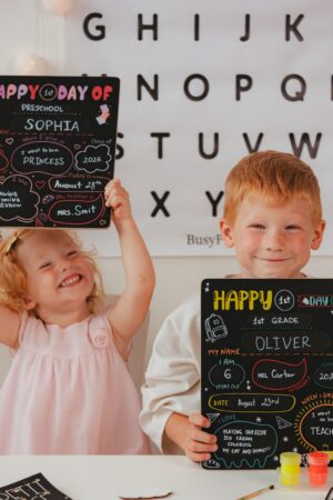 Editable Hand-painted First Day of Preschool Sign, 1st Day of School Photo Prop, Personalized School Board, Kindergarten Bulletin Board