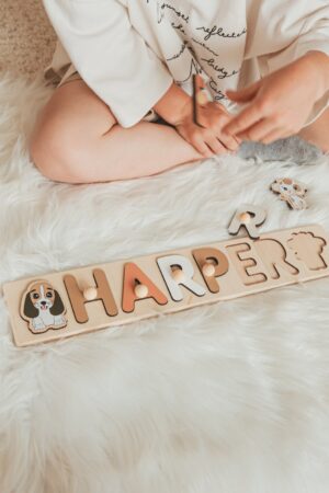 Wood Name Puzzle With Pegs - Sensory Toys - Baby Girl and Boy - Gift for Toddlers - 1st Birthday - Wooden Toys - Newborn Gift Personalized