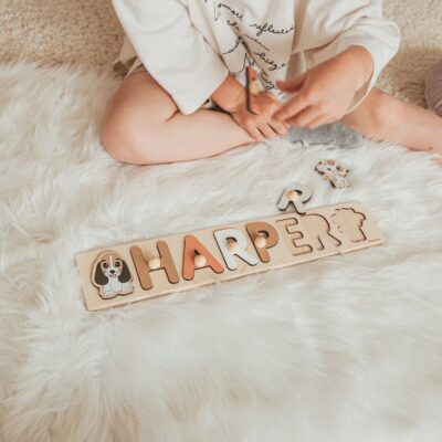 Wood Name Puzzle With Pegs - Sensory Toys - Baby Girl and Boy - Gift for Toddlers - 1st Birthday - Wooden Toys - Newborn Gift Personalized