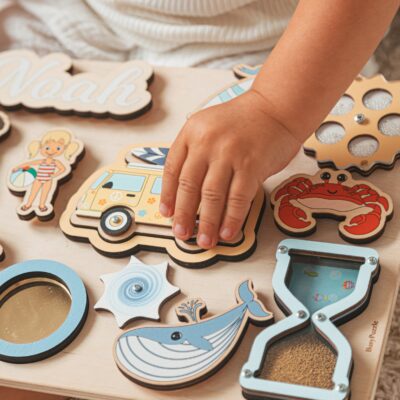 Montessori Busy Board, Personalized Baby Gift, Wooden Name Toy For Toddlers, Sensory Kids Toys, 1st Birthday, First Easter, Baptism Gifts