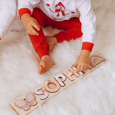 Cute Name Puzzle With Bear at Extra Charge, Personalized Baby Gifts, Custom Wooden Name Puzzles For Toddlers, Toy 1 Year Old, 1st Easter