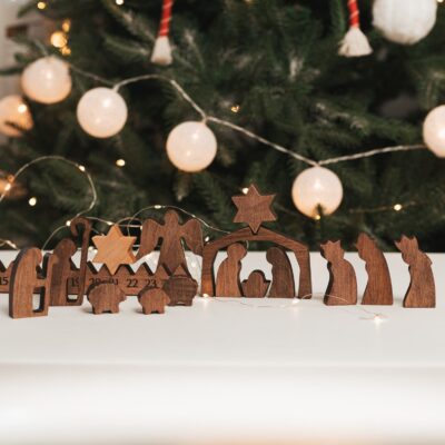 Wooden Advent Calendar With Star Holiday Home Decor Christmas Gifts Ornaments Nativity Scene Set Advent Activity Cards Christmas Countdown