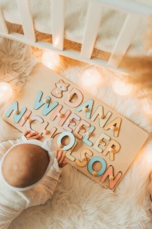 Name Puzzle Baby Shower Gift Montessori Toys For Toddlers Personalized Baby Gifts Wooden Toys Baptism Gifts First Easter Gift