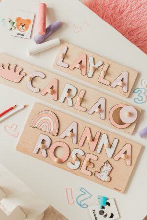 Name Puzzle With Pegs, Personalized Gift, Baby's First Gift, Preschool Puzzle Gifts, Baby Shower Gift, Newborn Boy or Girl Gift, Wooden Toys
