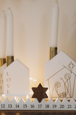 Wooden House Candle Holders Christmas Table Centerpiece Christmas Countdown Holiday Home Decoration Christmas Handmade Gifts 4 Advent Weeks