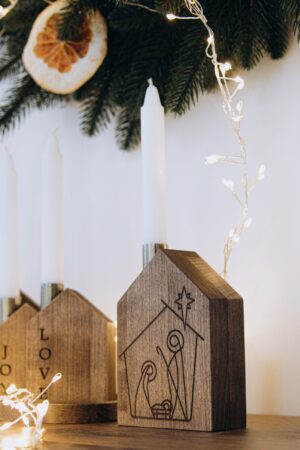 4 Advent Weeks Hope Joy Peace Love Candleholders Christmas Countdown Holiday Home Decoration Christmas Accents Wooden Candle Holders