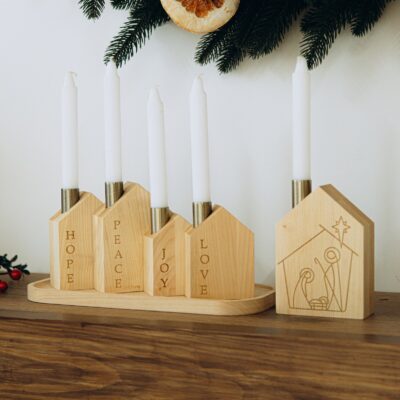 Reusable Christmas Countdown Advent Candle Holders Christmas Table Centerpiece Wreath Reusable Holiday Decoration Candlestick Holders