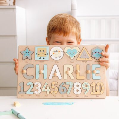 Cute Educational Name Puzzles. Custom Birthday Girl Gift. Montessori Toy 1 2 3 Year Old. Personalized Easter Gifts. Wooden Toddler Toys.