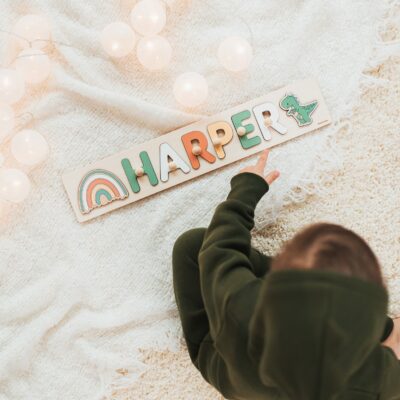 Baby Girl and Baby Boy Name Puzzle by BusyPuzzle, Easter Gift For Kids, 1 Year Old Birthday Gift, Montessori Toys