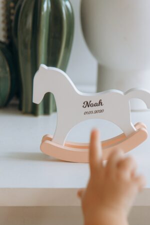 Newborn Baby Gift Keepsakee. Personalized Baby Gifts. Wooden Rocking Horse. Baby Shower Girl Gift. Custom Baptism Gifts For Kids.