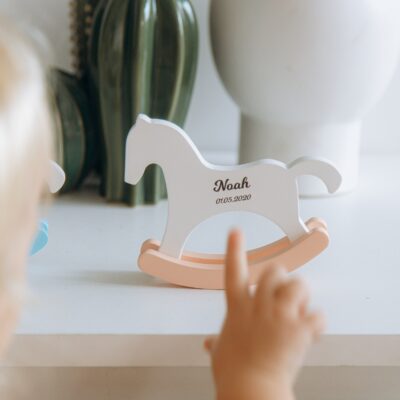 Newborn Baby Gift Keepsakee. Personalized Baby Gifts. Wooden Rocking Horse. Baby Shower Girl Gift. Custom Baptism Gifts For Kids.
