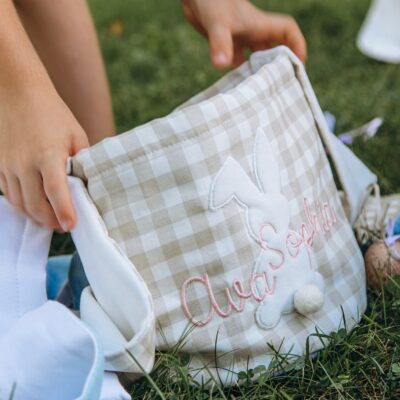 Easter Basket Bag Personalized Kids Easter Bunny Basket Embroidered Fabric Easter Basket With Name Easter Egg Hunt Bag Gift For Toddlers