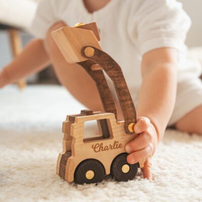 Wooden Toy Construction Cars With Names. Personalized Birthday Boy Gifts. Sensory Toys For Toddler. Fidget Toys. Kids Pretend Play Toys.