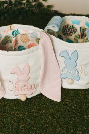 Personalized Easter Basket. Custom Embroidered Easter Bunny. Kids Easter Basket. Baby Girl And Boy Basket. Egg Basket For Easter Activities.